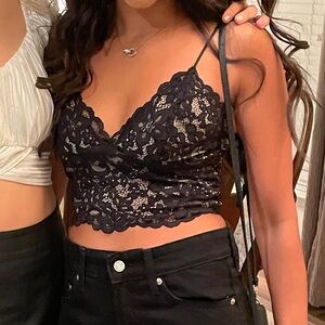 Express Black Lace Crop Top